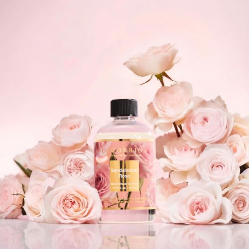 Cocorrína Reed Diffuser Refill Sandalwood Rose 10.14oz (300ml) with 8 Sticks - Premium Long-Lasting Floral Essential Oil, Home Fragrance for Bedroom, Bathroom Home Decor - size: 10.14 Fl Oz (Pack of 1)