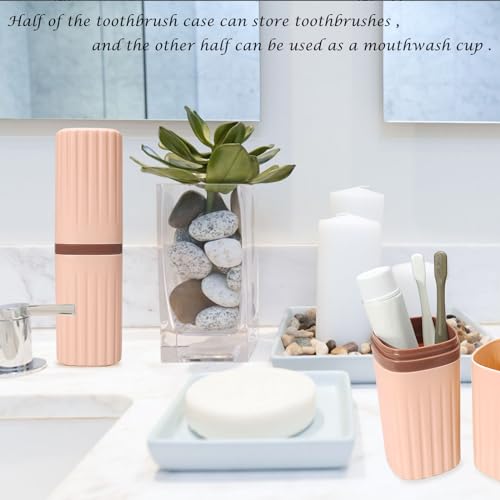 Pink Toothbrush Travel Case Portable Pink Travel Toothbrush Holder Toothbrush Travel Containers for Bathroom Travel Camping School Toothbrush and Toothpaste Travel Case