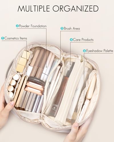 VLANDO Makeup Bag,Graduation Gifts Personalized Makeup Organizer Cosmetic Bag,Travel Essential Birthday Gifts for Friends Daughter(Letter B) - color: 14.White-B