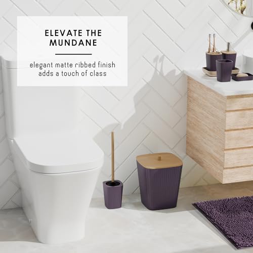 Clara Clark Bathroom Accessories Set - Bathroom Set, Bathroom Sets with Shower Curtain and Rugs, Shower Curtain Set with Trash Can - Purple - 22PC - color: Purple, size: Complete Set + Bath Rugs