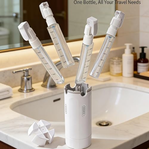 EdenEcho 4 in 1 Travel Dispenser, 4 Pack 30ML/1OZ Travel Bottles with Stickers for Toiletries, Leak Proof Travel Size Containers, Portable for Shampoo Lotion Conditioner Cream White - color: White