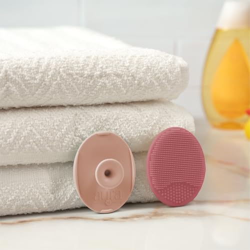 S&T INC. Exfoliating and Massaging Cradle Cap Bath Brushes for Baby, Silicone - 2 Inch x 2.5 Inch, Pink, 2 Pack