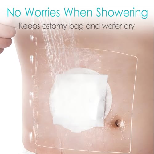 Hola Health 25 Pcs Waterproof Ostomy Shower Cover 8"x8" Stoma Bath Protector Shield Dressing Bandage for Colostomy Supply Pouch Guard Accessory - size: 8x8 inch (Pack of 25)