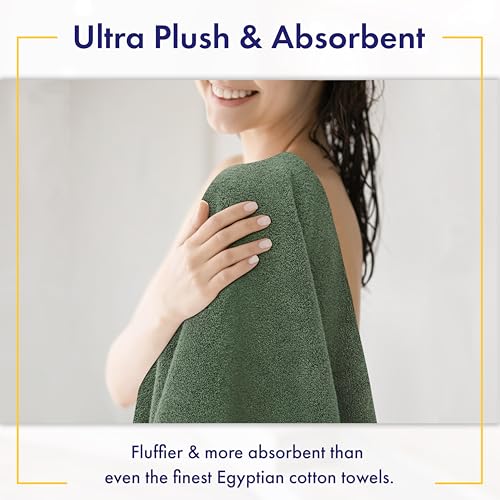 Alusa Home 100% Organic Zero-Twist Cotton Towels - GOTS Certified Luxury Bath Towels - Ultra Soft & Plush 700GSM Long-Staple Cotton - 6 Piece Towel Set (Hunter Green) - color: Hunter Green, size: 6pc Towel Set