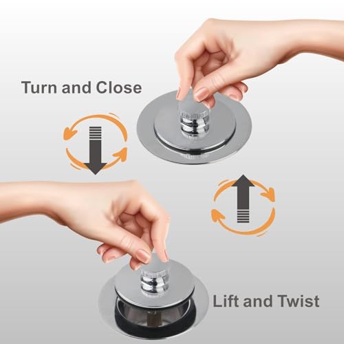 Chrome Polished Bathtub Tub Drain Conversion Kit Assembly, Wellup Lift and Turn Twist Tub Drain Trim Kit with Two-Hole Overflow Faceplate, Chrome Plated - color: Chrome, style: 2 Holes