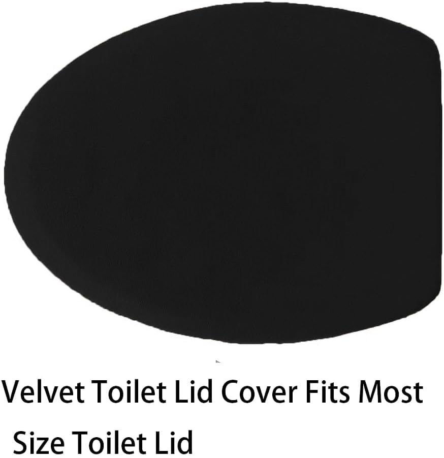 Madeals 4 Piece Bathroom Rug Set with Toilet Lid Cover and Memory Foam Bath Mat Sets 3 Piece and U-Shaped Toilet Floor Rug Back - color: Black, size: 20" x 32"/17" x 24"/Contour/Lid Cover