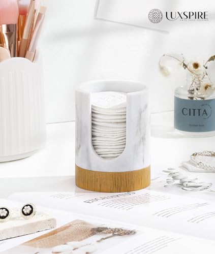 Luxspire Bathroom Cup Dispenser, 3oz Dixie Cup Dispenser, Marble Resin Dixie Cup Holder, Disposable Paper Cup Holder for Bathroom, Cotton Pad Holder, Guest Bathroom Essentials, Marble White - color: Gravel White, size: 3oz