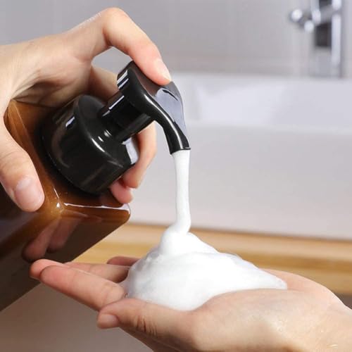 2Pcs Foaming Soap Dispenser, 450ml(16oz) Refillable Modern Square Pump Bottle for Shampoo, Body Wash, Liquid Soap, PETG Plastic Empty Soap Dispenser for Kitchen, Bathroom, Hospital (Brown) - color: Brown