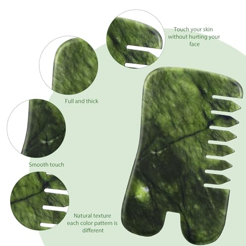 BBTO 2 Pcs Jade Comb for Scalp Massage Gua sha Comb for Head Body spa Hair Multifunctional Handheld Massage Tools (Classic, Natural) - style: Classic, Natural
