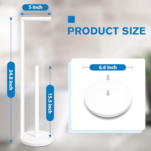 Toilet Paper Holder Stand,Toilet Paper Holder Free Standing,White Toilet Stand Holder for 4 Rolls,Toilet Paper Storage by Bathth - color: White