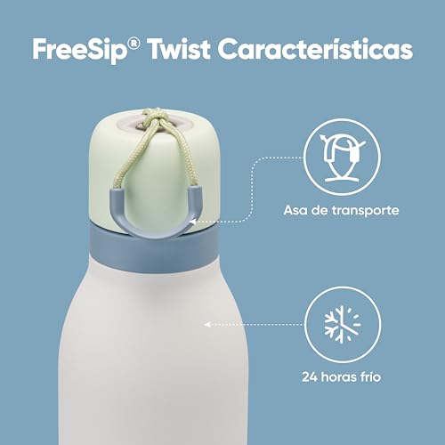Owala FreeSip Twist Insulated Stainless Steel Water Bottle with Straw for Sports and Travel, BPA-Free, 24-oz, Green/White (Iced Breeze) - color: Iced Breeze, size: 24 Ounces