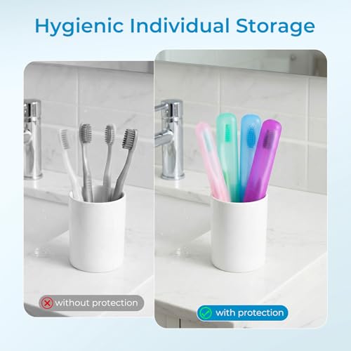 28 Pcs Travel Toothbrush Case Holder Bulk, Portable Toothbrush Container with Breathable Holes, Plastic Toothbrush Cover Protector for Home, Camping, School & Business