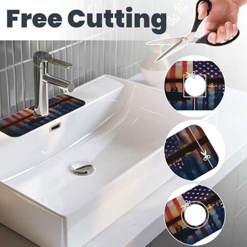 Fishing Red USA Flag Kitchen sink faucet pad, strong water absorption, anti slip, easy to clean, very suitable for splash and drip prevention, suitable for kitchens and bathrooms - color: Fishing Red USA Flag