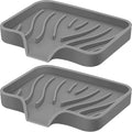 Silicone Soap Dish with Drain, SAISN Kitchen Soap Tray for Shower 2 Pack Self Draining Soap Dish Soft Bathroom Soap Holder for Kitchen Sink Flexible Portable Soap Saver, Grey - color: Grey