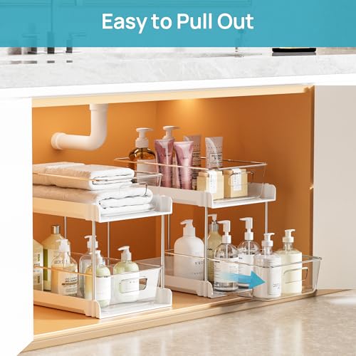 Vtopmart 4 Pack Plastic Bathroom Under Sink Pull-Out Organizer (S-Standard, White) - color: White, size: S-Standard (4 Pack)