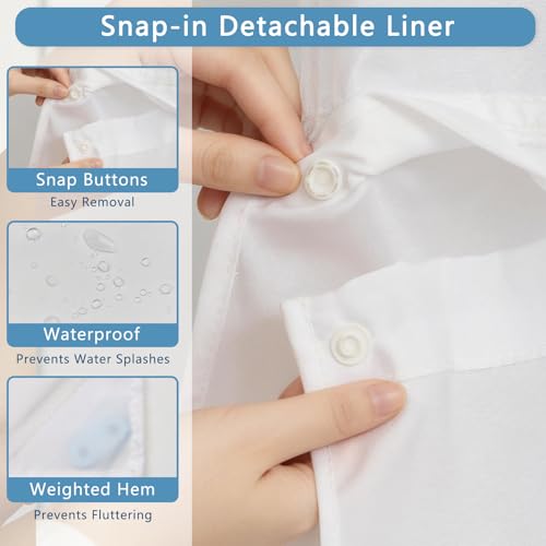 No Hook Shower Curtain with Snap-in Liner, Shower Curtains for Bathroom with Weighted Bottom & See Through Top Window, Cute Whale Fabric Shower Curtain for Home, Dormitories, and Hotel, 71 x 74 Inch - color: Cute Whales