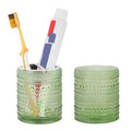 Toothbrush Holders for Bathrooms,Glass Toothbrush Holder,10oz Bathroom Tumbler and Mouthwash Cup,Bathroom Storage Cup for Tooth Brush,Toothpaste and Makeup Brush (Green) - color: Green