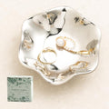 Ceramic Lotus Leaf Trinket Dish, Ring Holder for Jewelry | Keeps earrings, necklaces, keys, and keepsakes handy on vanities or nightstands, a sweet gift for moms, sisters, and friends - color: Electroplated silver