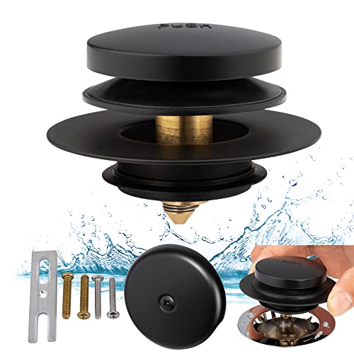 Black Universal Tub Drain Tip Toe Tub Conversion Kit Assembly, Artiwell EZ Installation Bathtub Drain Replacement Trim Kit with 1-Hole Overflow Face Plate and Pop-up Tub Stopper,Matte Black - color: Matte Black