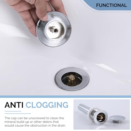 Bathroom Sink Drain, Angle Simple Brass Pop Up Drain Stopper, Vessel Sink Drain with Overflow, Lavatory Vanity Sink Drain Stoppers Chrome - color: Chrome