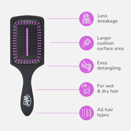 Wet Brush Refresh and Extend Paddle Detangler, Black, Detangling Brush with Infused Charcoal Ultra-Soft IntelliFlex Bristles For All Hair Types, Removes Dirt, Excess Oils & Impurities - color: Refresh & Extend, size: 1 Count (Pack of 1)