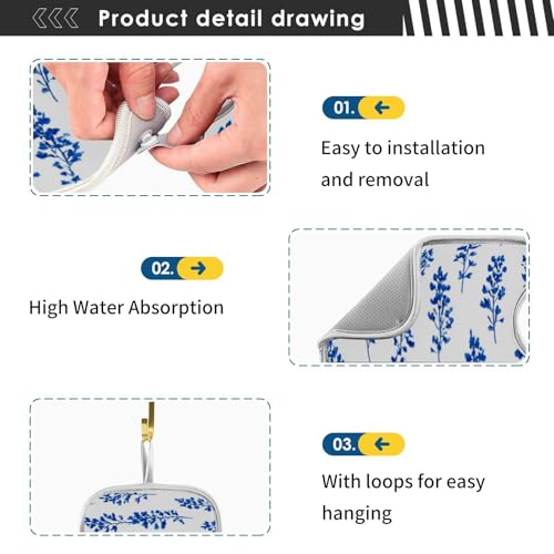 Small Bluebonnet Flower Watercolor Bluebonnets Sink Mat for Faucet Sink Splash Guard Faucet Handle Drip Catcher for Kitchen Bathroom Absorbent Microfiber Dish Drying Mat with 1 Hole 2pcs L - color: Small Bluebonnet Flower Watercolor Bluebonnets, size: 30x