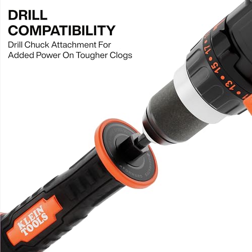 Klein Tools 53018 6-Foot Steel Toilet Auger, Extendable Toilet Snake Drain Clog Remover, Hybrid Manual Drill Operation, Plumbing Snake for Drains - color: 6-Foot