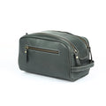 KomalC Leather Toiletry Bag for Men & Women – Handcrafted Travel Grooming Kit with Water-Resistant Lining and Secure Zipper Closure - style: 1 Zip Classic Grey
