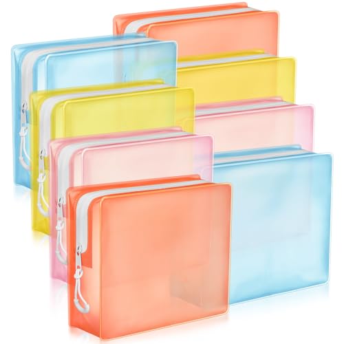 8 Pack TSA Approved Travel Toiletry Bags Frosted Translucent Leak-proof Cosmetic Makeup Bags for Women Men Travel Organizer Airport Security(Pastel,8.5 x 6.3 x 2.9 Inch) - color: Pastel, size: 8.5 x 6.3 x 2.9 Inch