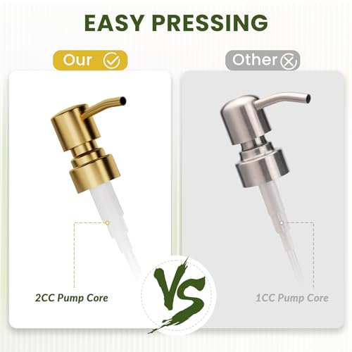 AmazerBath Soap Dispenser, 2 Pack Glass Soap Dispenser with Pump Stainless Steel, 17 Oz Clear Gold Hand Soap Dispensers for Bathroom and Kitchen - color: Cear & Gold