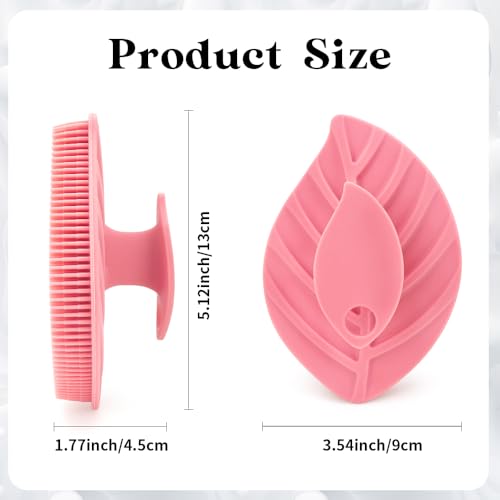 2 Pack Silicone Body Scrubber, Soft Silicone Loofah, Gentle Exfoliating Body Scrubber for Sensitive Skin, Leaf Shaped Shower Scrubbers, Silicone Scrubbers Body Brush for Women Men (Pink & Black) - size: 2 Pack: Pink & Black