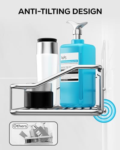 Nieifi Shower Caddy Shelf with Hooks Storage Rack Organizer Adhesive Stainless Steel without Drilling for Bathroom, Lavatory, Washroom, Restroom, Shower, Toilet, Kitchen (Sliver, 4 Pack) - color: A-Silver, size: 4 Pack