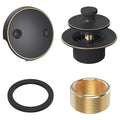 Oil Rubbed Bronze Tub Drain Trim Set Conversion Kit Assembly，All Brass Lift & Turn Bathtub Drain Replacement Trim Kit with Two-Hole Overflow Faceplate and Universal Fine/Coarse Thread - color: Orb