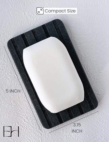 Diatomite Stone Soap Dish, Water Absorbing Drying Tray Soap Holder | Fast drying bar soap holder and water absorbing stone tray for sink, bathroom shower, kitchen, and soap dispenser. - color: Gray
