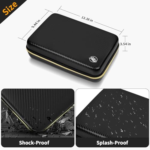 Boobowl Hard Case for Hair Clippers, Barber Tool Organizer for Home&Travel | Case Only for Clippers, Trimmers, Guards, Shears, Combs, Chargers and Small Grooming accessories, Black+Gold Zipper - color: Bronze