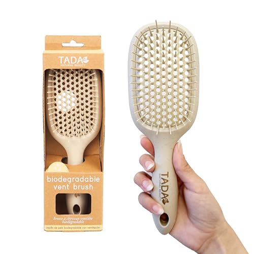TADA Natural Beauty Hair Brush Detangler for Curly, Thick, Wavy, and Thin Hair - Ventilation Holes for Quick Drying and Styling, Detangler Brush for Women, Men, Kids (4 Colors) (Beige) - color: Beige