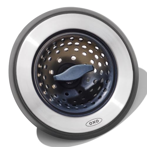OXO Good Grips 2‑in‑1 Sink Strainer Stopper, Sink Drain Strainer for Kitchen