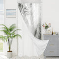 MitoVilla 3 in 1 Stall Half Size Grey Marble Shower Curtain Set-36 W x 72 H, Modern Ripple Shower Curtain and Waterproof Fabric PEVA Liner Set with Stainless Steel Hooks - color: 3 in 1 - Grey, size: 36"W x 72"L (Pack of 1)