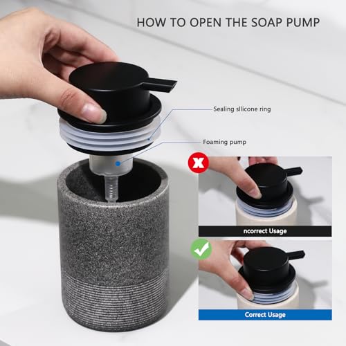 Resin Foaming Soap Dispenser, 11 OZ Bathroom & Kitchen Foam Soap Dispenser, Easy Press Pump, Refillable Hand Soap Dispenser, Modern Decor (Gray) - color: Gray