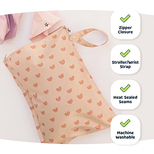 Tiny Twinkle Mess Proof Wet Bags | 2-Pack Reusable Waterproof Wet Bags for Swimsuits | Baby Clothes | Travel & Diaper Bag (Rose, Burgundy) - color: Rose, Burgundy, size: 2 Pack