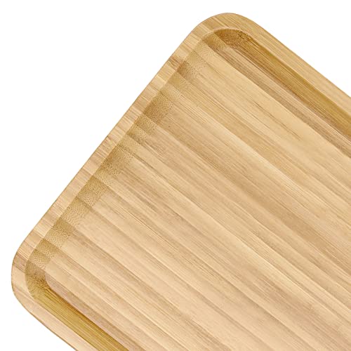 PINGEUI 4 Pack Bamboo Vanity Tray, Bamboo Wooden Serving Tray Counter Tray, Bamboo Rectangular Platter Bamboo Dresser Vanity Tray for Jewelry, Tea, Soap, Coffee, Food, 11.4 x 7.8 x 0.8 Inch