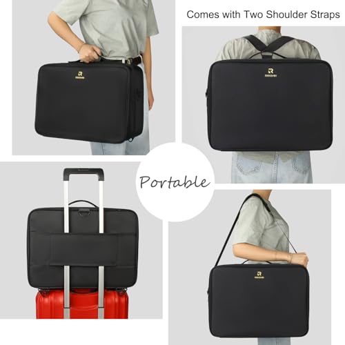 Relavel Extra Large Makeup Case, Makeup Artist Set Bag Professional Cosmetic Organizer Bag Storage Box with Makeup Brush Holder, Adjustable Dividers and Shoulder Strap, Black - color: Black, size: X Large