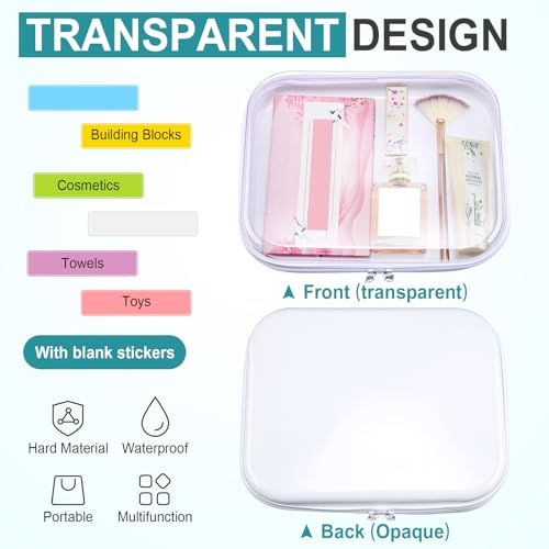 Sanwuta 10 Pcs Hard Zipper Case Clear Hard Pouches Plastic Zipper Pencil Box Toy Storage Bins Portable Plastic Containers for Travel Toiletry Office Cosmetic Blocks Puzzles Organizer (M) - size: M