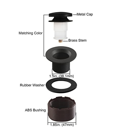 Tip-Toe Bathtub Drain Stopper with ABS Plastic Bushing, Fits in 1-1/2 Inch or 1-3/8 Inch Inner, Easy to Install, Matte Black - color: Matte Black