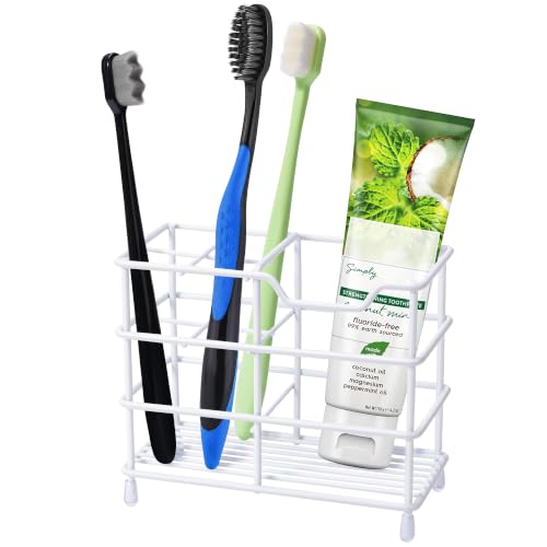 Urbanstrive 304 Stainless Steel Bathroom Toothbrush Holder Toothpaste Holder Stand Bathroom Accessories Organizer (White, Small) - color: White, size: Small