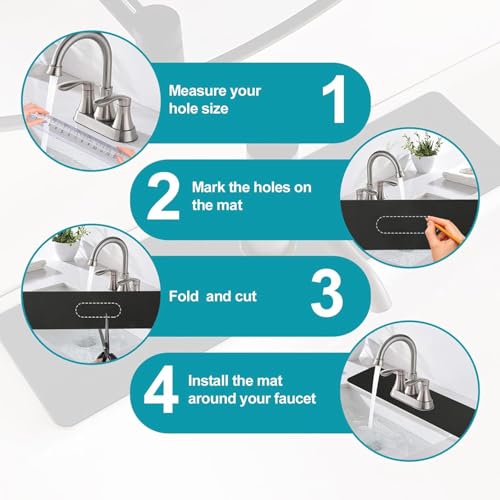 Customizable Kitchen Sink Faucet Mat: 24" Lx4 W Absorbent Splash Guard | 2PCS Non-slip Fabric Rubber Mat, Cut to Fit Oval Rectangle Square Faucet & 2,3,4 Holes Irregular Sink with Soap Dispenser - size: 24"Lx4"W-2PCS