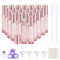 PrettyCare 24 Pack, 10 ml Essential Oil Roller Bottles with Stainless Steel Roller Ball - Refillable Leak-proof Empty Thick Pink Glass Roll on Bottles with Pink Caps for Travel, Perfume - color: Pink with Pink Cap, size: 24 Pack