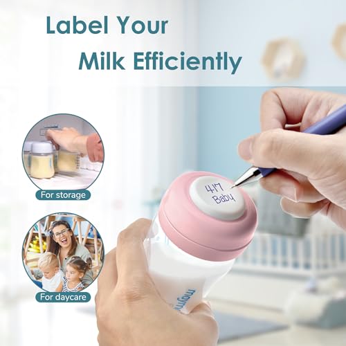 Maymom Screw Lids Aka Travel Caps with Rewritable Sealing Disc Compatible with Avent, Maymom Wide Mouth Bottles; Cap Replace Avent Natural Bottle Sealing Ring and Sealing Disc, 6pcs. (Pink) - color: Pink
