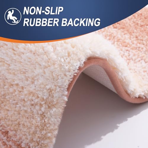OLANLY Small Bathroom Rugs Mat 24x16, Extra Soft Absorbent Microfiber Bath Rugs, Rubber Backing, Quick Dry, Machine Washable Bath Mats for Bathroom Floor, Tub and Shower, Home Decor Accessories, Peach - color: Peach, size: 24" X 16"