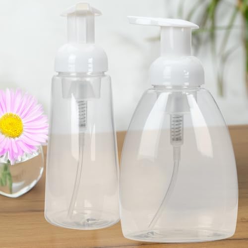 Ginger Lily Farms Foaming Soap Dispenser, Refillable Plastic Pump Bottles for Liquid Hand Soap, 12 oz. Clear Bottle with White Pump, 2-Pack - style: 12 Oz Clear